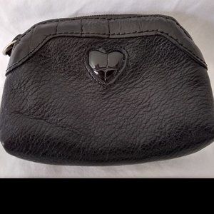 Brighton Black Pebbled Leather Change Purse - Heart Design, New w/oTag